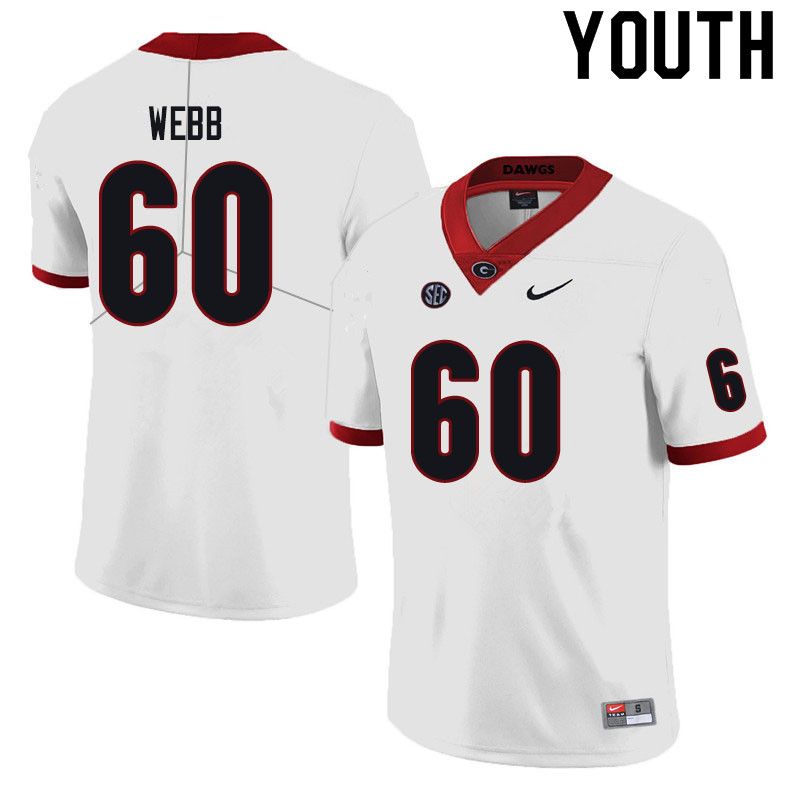 Georgia Bulldogs Youth Clay Webb #60 Black Stitched College UGA Football Jersey 23ST017OB